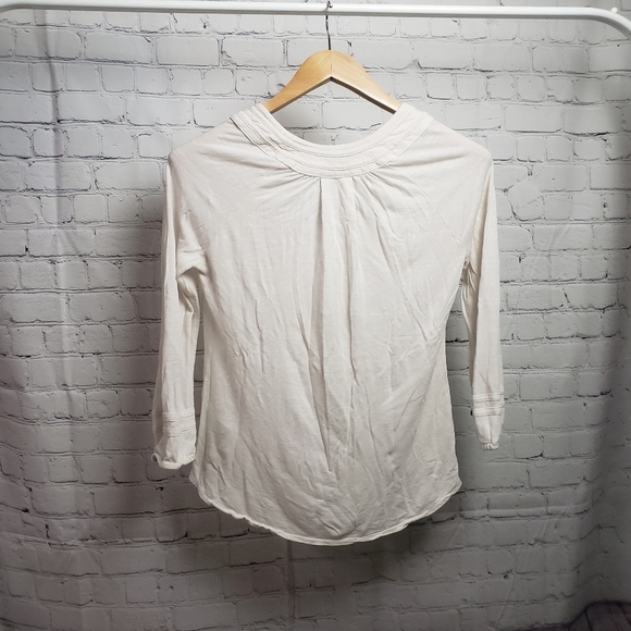Lucky Brand Cream Horseshoe Neck Top Boho Hippie Western Bohemian Casual… - Picture 5 of 8